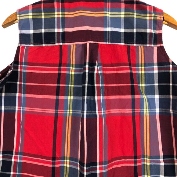 Vtg Rockies Women's Western Button Down Top Sz Large? Sleeveless Crop Plaid - Picture 6 of 8
